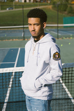 Load image into Gallery viewer, PL△TINUM GREY HE△THER &amp; ROY△L HOODIE
