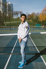 Load image into Gallery viewer, PL△TINUM GREY HE△THER &amp; ROY△L HOODIE
