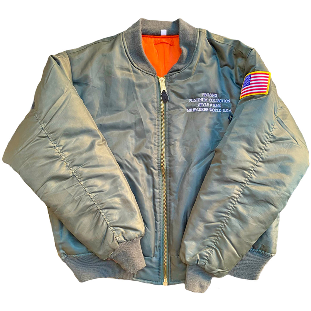 PL△TINUM △RMY GREEN BOMBER